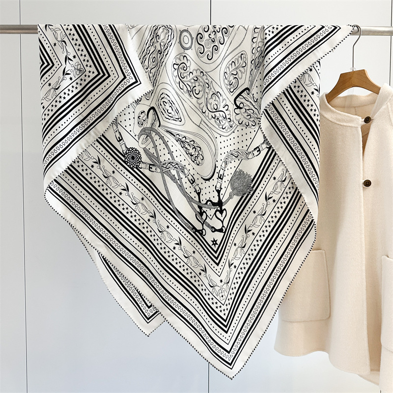 Winter Clothing Hong Kong - Seiden-Woll-Mischung Schal 135CM Luxus Designer Übergroßer