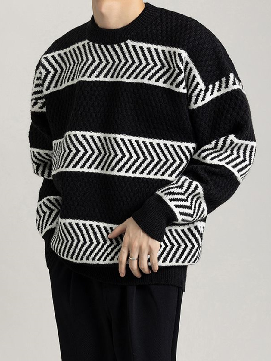 Winter Clothing Hong Kong - Casual Lose Streifen Pullover Pullover Kontrast